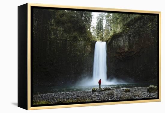 Hiking At Abiqua Falls. Willamette Valley, Oregon-Justin Bailie-Framed Premier Image Canvas