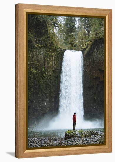 Hiking At Abiqua Falls. Willamette Valley, Oregon-Justin Bailie-Framed Premier Image Canvas