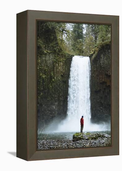 Hiking At Abiqua Falls. Willamette Valley, Oregon-Justin Bailie-Framed Premier Image Canvas