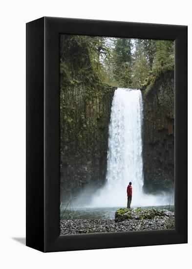 Hiking At Abiqua Falls. Willamette Valley, Oregon-Justin Bailie-Framed Premier Image Canvas