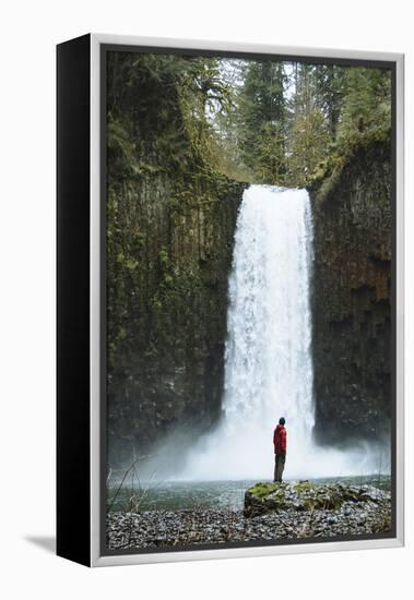 Hiking At Abiqua Falls. Willamette Valley, Oregon-Justin Bailie-Framed Premier Image Canvas