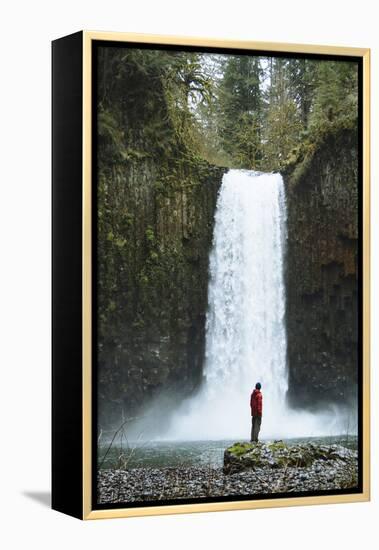 Hiking At Abiqua Falls. Willamette Valley, Oregon-Justin Bailie-Framed Premier Image Canvas