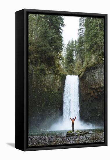 Hiking At Abiqua Falls. Willamette Valley, Oregon-Justin Bailie-Framed Premier Image Canvas