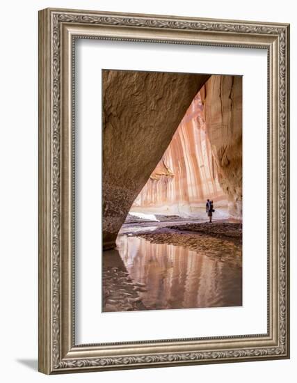 Hiking at Slide Arch, Paria Canyon, Vermillion Cliffs Wilderness, Utah-Howie Garber-Framed Photographic Print