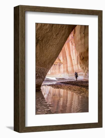 Hiking at Slide Arch, Paria Canyon, Vermillion Cliffs Wilderness, Utah-Howie Garber-Framed Photographic Print