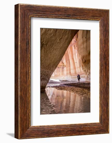 Hiking at Slide Arch, Paria Canyon, Vermillion Cliffs Wilderness, Utah-Howie Garber-Framed Photographic Print