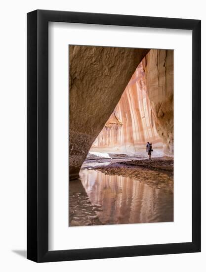 Hiking at Slide Arch, Paria Canyon, Vermillion Cliffs Wilderness, Utah-Howie Garber-Framed Photographic Print