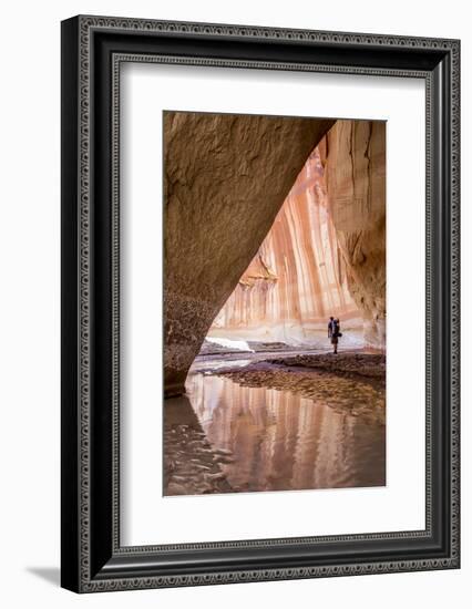 Hiking at Slide Arch, Paria Canyon, Vermillion Cliffs Wilderness, Utah-Howie Garber-Framed Photographic Print