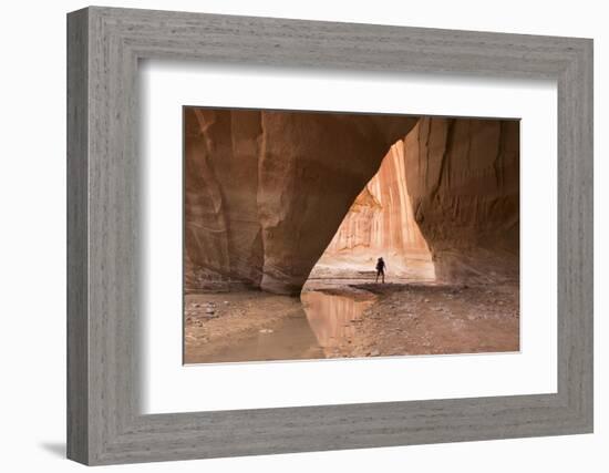 Hiking at Slide Arch, Paria Canyon, Vermillion Cliffs Wilderness, Utah-Howie Garber-Framed Photographic Print