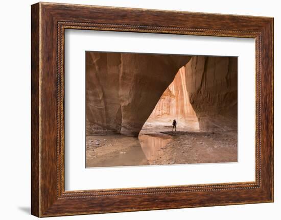 Hiking at Slide Arch, Paria Canyon, Vermillion Cliffs Wilderness, Utah-Howie Garber-Framed Photographic Print