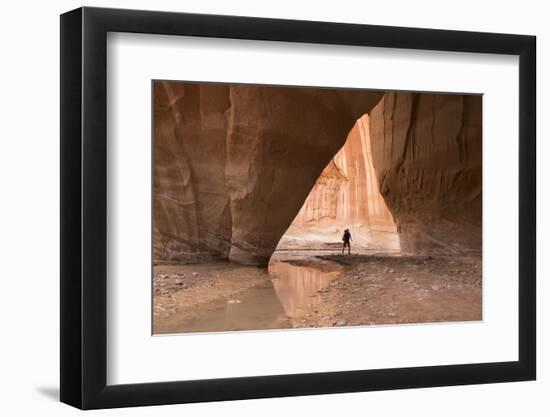 Hiking at Slide Arch, Paria Canyon, Vermillion Cliffs Wilderness, Utah-Howie Garber-Framed Photographic Print