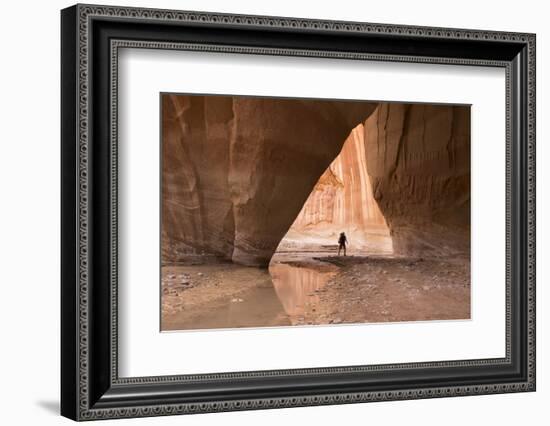 Hiking at Slide Arch, Paria Canyon, Vermillion Cliffs Wilderness, Utah-Howie Garber-Framed Photographic Print