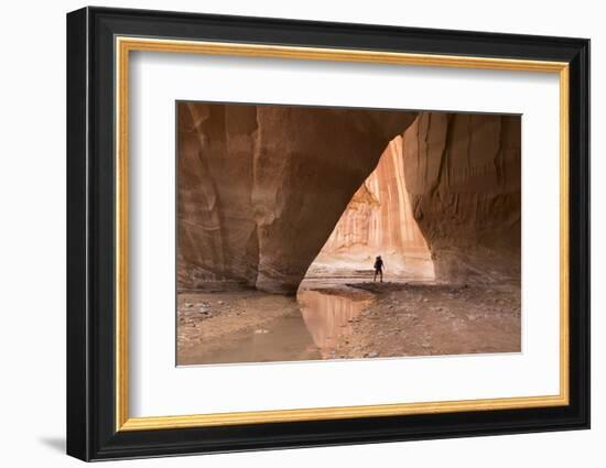 Hiking at Slide Arch, Paria Canyon, Vermillion Cliffs Wilderness, Utah-Howie Garber-Framed Photographic Print