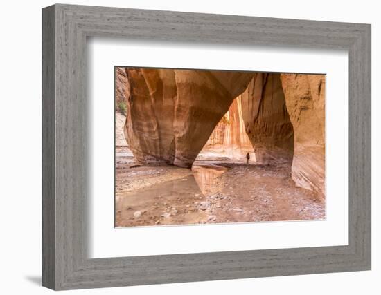 Hiking at Slide Arch, Paria Canyon, Vermillion Cliffs Wilderness, Utah-Howie Garber-Framed Photographic Print