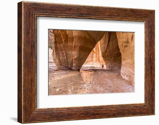 Hiking at Slide Arch, Paria Canyon, Vermillion Cliffs Wilderness, Utah-Howie Garber-Framed Photographic Print