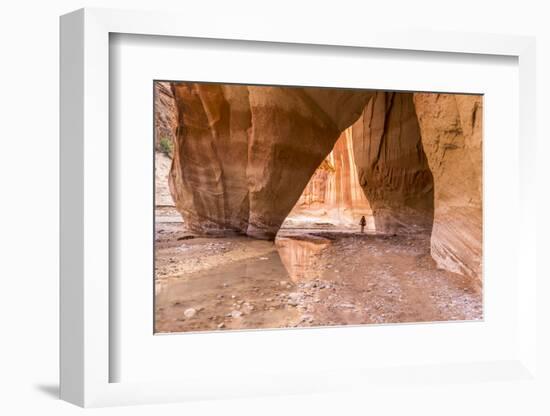 Hiking at Slide Arch, Paria Canyon, Vermillion Cliffs Wilderness, Utah-Howie Garber-Framed Photographic Print