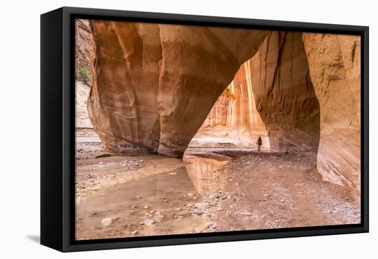 Hiking at Slide Arch, Paria Canyon, Vermillion Cliffs Wilderness, Utah-Howie Garber-Framed Premier Image Canvas