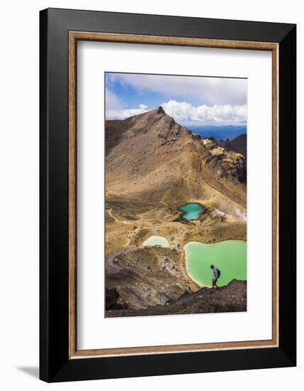 Hiking at the Emerald Lakes, Tongariro Alpine Crossing Trek, Tongariro National Park-Matthew Williams-Ellis-Framed Photographic Print