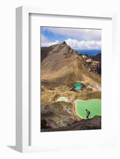 Hiking at the Emerald Lakes, Tongariro Alpine Crossing Trek, Tongariro National Park-Matthew Williams-Ellis-Framed Photographic Print