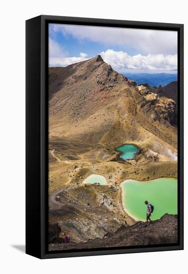 Hiking at the Emerald Lakes, Tongariro Alpine Crossing Trek, Tongariro National Park-Matthew Williams-Ellis-Framed Premier Image Canvas