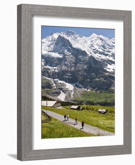 Hiking Below the Jungfrau Massif From Kleine Scheidegg, Jungfrau Region, Switzerland, Europe-Michael DeFreitas-Framed Photographic Print