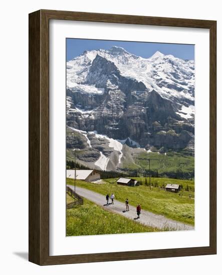 Hiking Below the Jungfrau Massif From Kleine Scheidegg, Jungfrau Region, Switzerland, Europe-Michael DeFreitas-Framed Photographic Print