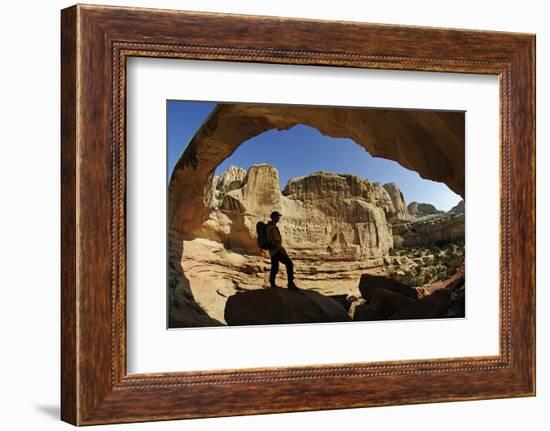 Hiking, Hickman Bridge, Capitol Reef National Park, Utah, USA, (Mr)-Norbert Eisele-Hein-Framed Photographic Print