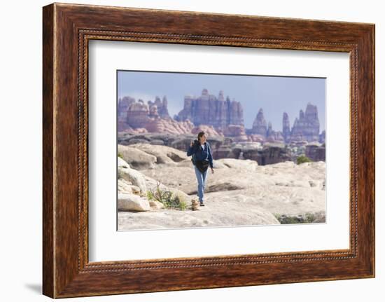 Hiking in Canyonlands National Park-DLILLC-Framed Photographic Print