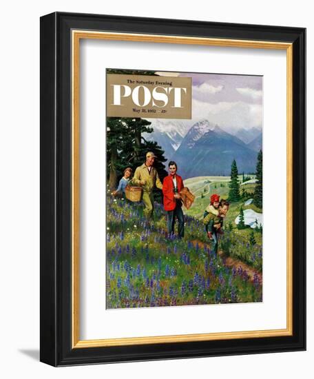 "Hiking in Mountains" Saturday Evening Post Cover, May 31, 1952-John Clymer-Framed Giclee Print