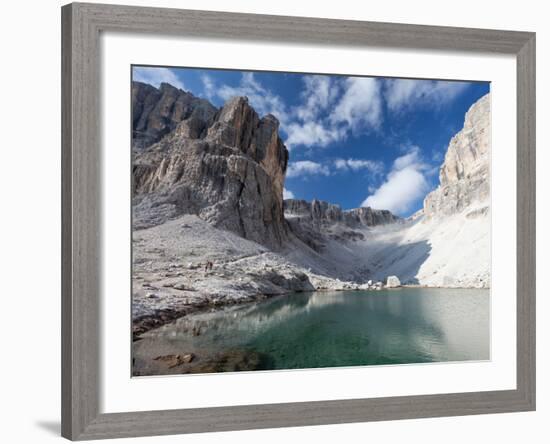 Hiking on High Route 2 in Dolomites, Bolzano Province, Trentino-Alto Adige/South Tyrol, Italy-Carlo Morucchio-Framed Photographic Print