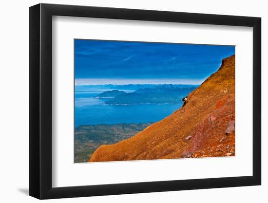 Hiking on the summit of Mt. Edgecumbe, Kruzof Island, Southeast Alaska-Mark A Johnson-Framed Photographic Print