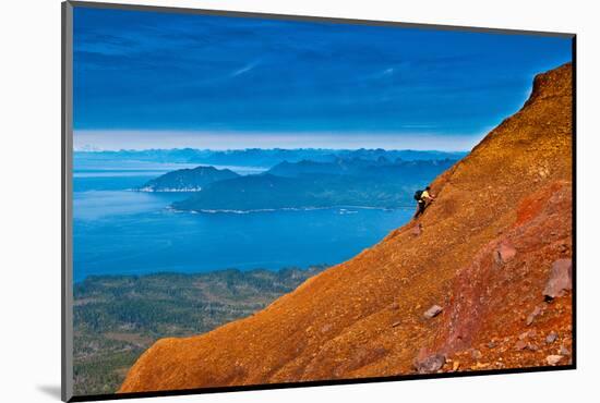 Hiking on the summit of Mt. Edgecumbe, Kruzof Island, Southeast Alaska-Mark A Johnson-Mounted Photographic Print