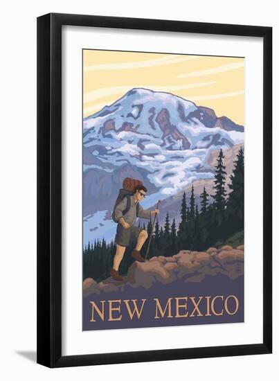 Hiking Scene - New Mexico-Lantern Press-Framed Art Print