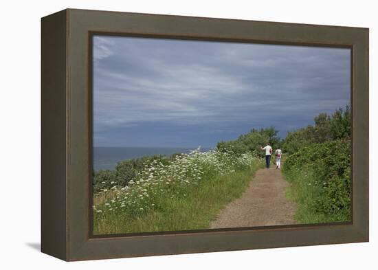 Hiking Trail on the Flower Covered Steep Bank with a View to the Baltic Sea-Uwe Steffens-Framed Premier Image Canvas