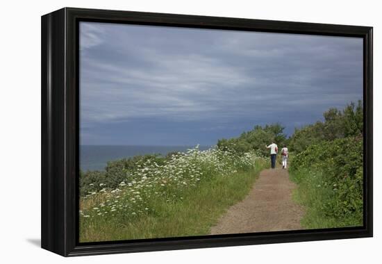 Hiking Trail on the Flower Covered Steep Bank with a View to the Baltic Sea-Uwe Steffens-Framed Premier Image Canvas