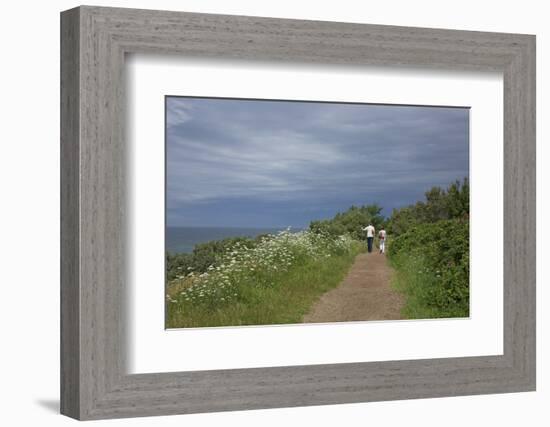 Hiking Trail on the Flower Covered Steep Bank with a View to the Baltic Sea-Uwe Steffens-Framed Photographic Print