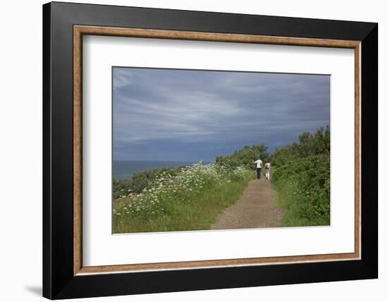 Hiking Trail on the Flower Covered Steep Bank with a View to the Baltic Sea-Uwe Steffens-Framed Photographic Print