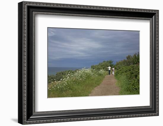 Hiking Trail on the Flower Covered Steep Bank with a View to the Baltic Sea-Uwe Steffens-Framed Photographic Print