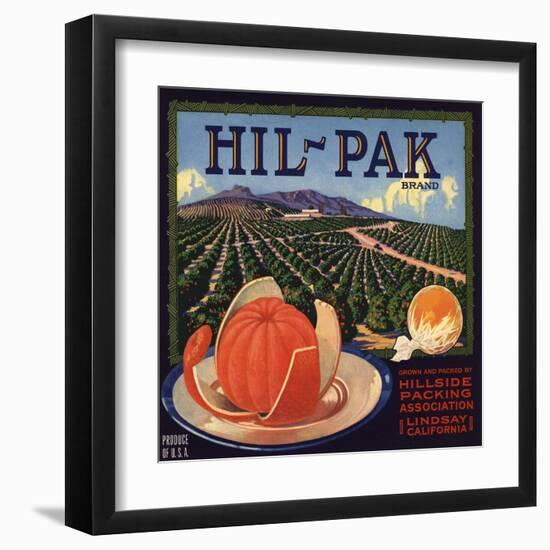 Hil Pak Brand - Lindsay, California - Citrus Crate Label-Lantern Press-Framed Art Print