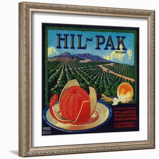 Hil Pak Orange Label - Lindsay, CA-Lantern Press-Framed Art Print