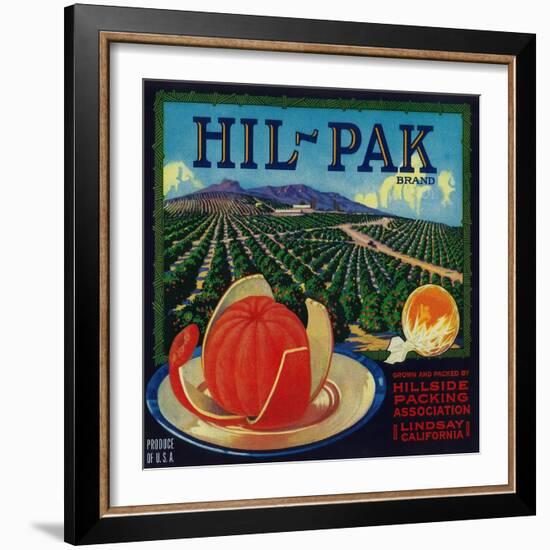 Hil Pak Orange Label - Lindsay, CA-Lantern Press-Framed Art Print