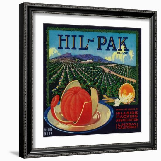 Hil Pak Orange Label - Lindsay, CA-Lantern Press-Framed Art Print