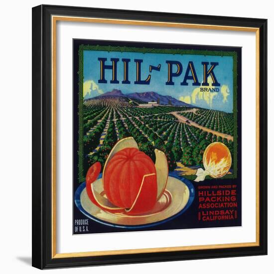 Hil Pak Orange Label - Lindsay, CA-Lantern Press-Framed Art Print