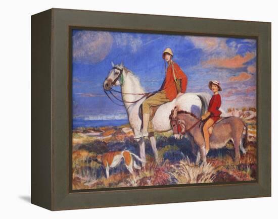 Hilda and Mary at Studland Bay, Dorset-George Spencer Watson-Framed Premier Image Canvas