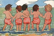 Children Paddling and Looking Out to Sea-Hilda Dix Sandford-Premium Giclee Print