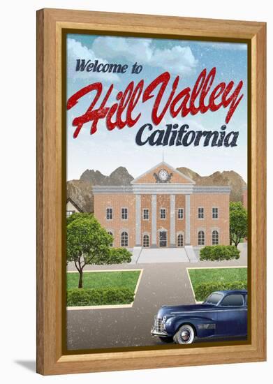 Hill Valley California Retro Travel Poster-null-Framed Stretched Canvas