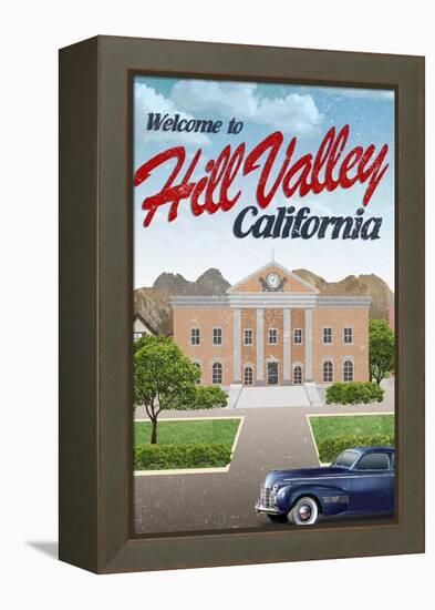 Hill Valley California Retro Travel Poster-null-Framed Stretched Canvas