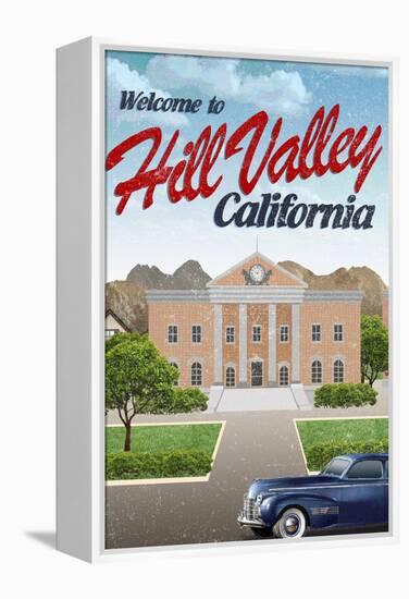 Hill Valley California Retro Travel Poster-null-Framed Stretched Canvas