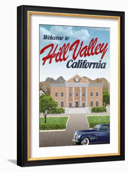 Hill Valley California Retro Travel-null-Framed Art Print