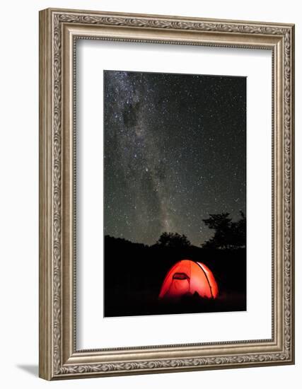 Hilleberg Tent under the Night Sky, Patagonia, Aysen, Chile-Fredrik Norrsell-Framed Photographic Print